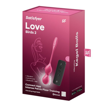 Вагінальні кульки з вібрацією Satisfyer Love Birds 2, що працюють від програми, рожеві
