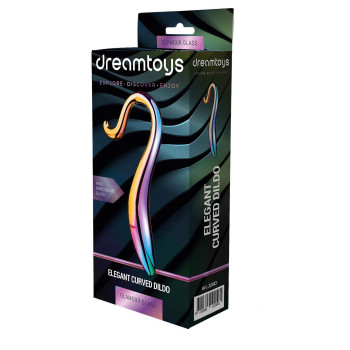 Вигнутий скляний фалоімітатор Dream Toys Glamour Glass, різнокольоровий