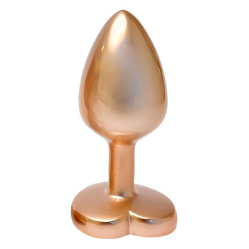 Алюминиевая анальная пробка золотистая Dream Toys Gleaming Love с декоративным белым камнем, S