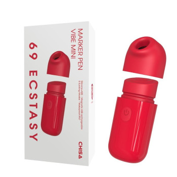 Мини вибратор  с вакуумной стимуляцией клитора Chisa 69 ECSTASY Marker Pen, красный