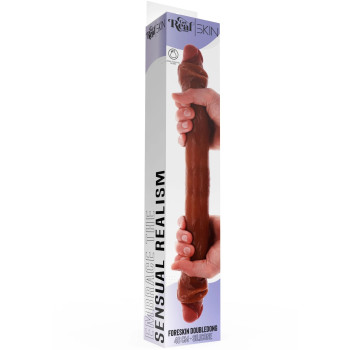 Фалос двосторонній ToyJoy Get Real Skin з крайнім тілом, мулат
