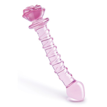 Спиральный фаллоимитатор для точки G из стекла Dream Toys Glaze Glass в форме бутона розы