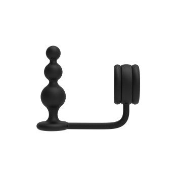 Кільце для пеніса Dream Toys Ramrod з анальною пробкою у формі кулі, чорне