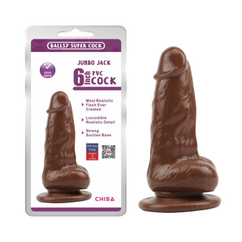 Фалоімітатор реалістичний з присоскою Chisa Ballsy Super Cock JUMBO JACK коричневий