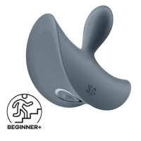 Тонкая, каплевидная пробка Satisfyer Booty Absolute Beginners 2 с вибрацией, серая