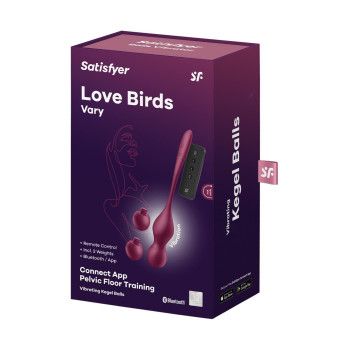 Кульки Кегеля з вібрацією Satisfyer Love Birds Vary та змінними вантажами, бордові