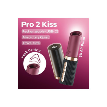 Вібратор у формі помади Satisfyer Pro 2 Kiss з вакуумною стимуляцією, червоний