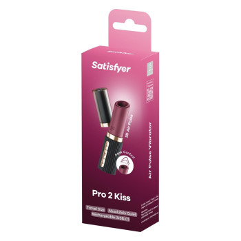 Вібратор у формі помади Satisfyer Pro 2 Kiss з вакуумною стимуляцією, червоний