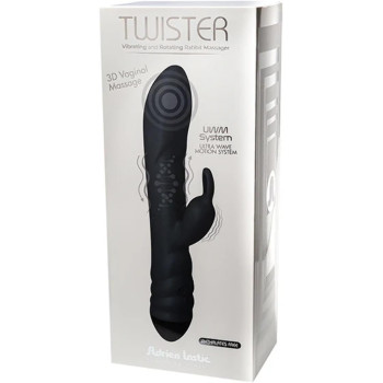 Вібратор-кролик Adrien Lastic Twister з ротацією, чорний