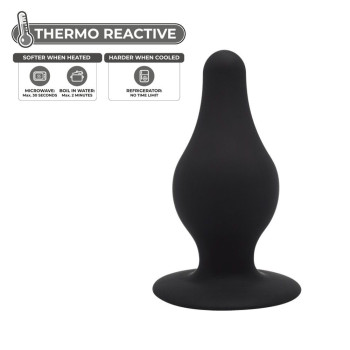 Анальная пробка термореактивная Silexd Plug Model 2 конической формы, черная, XS