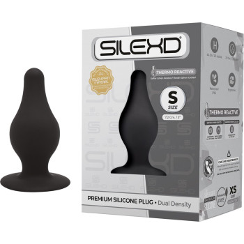 Анальна пробка термореактивна Silexd Plug Model 2 конічної форми, чорна, S