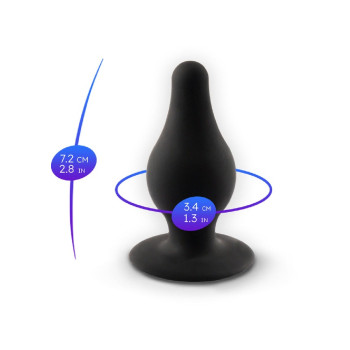 Анальна пробка термореактивна Silexd Plug Model 2 конічної форми, чорна, S