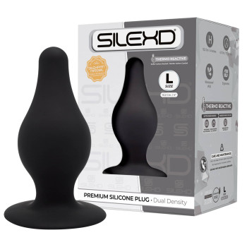 Анальная пробка термореактивная Silexd Plug Model 2 конической формы, черная, L