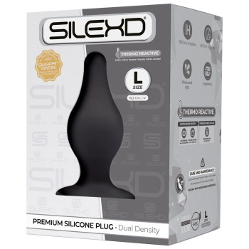 Анальная пробка термореактивная Silexd Plug Model 2 конической формы, черная, L