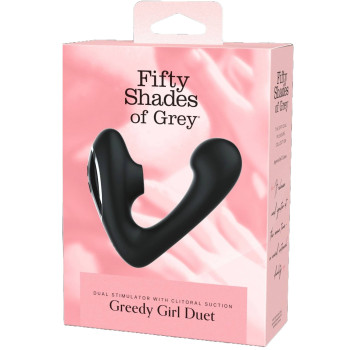 Вібратор-дует Fifty Shades of Grey Greedy Girl вакуумна стимуляція та точка G, чорний