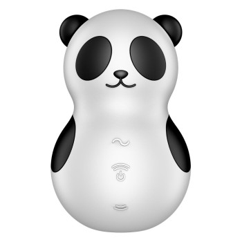 Вакуумний стимулятор із вібрацією Satisfyer Pocket Panda чорно-білий, 8.9 см