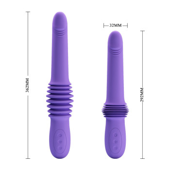 Вібратор з фрикціями Pretty Love Pazuzu Thrusting, фіолетовий, 29.2 х 3.2 см