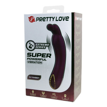 Вібратор для точки G PRETTY LOVE DJ RABBIT з вушками, фіолетовий, 13.9 х 2.7 см