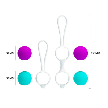Вагінальні кульки Pretty Love Kegel Ball набір 3 види, фіолетово-бірюзовий