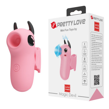 Стимулятор для клітора Pretty Love Magic Devil з сосанням та електростимуляцією, рожевий, 6.9 см