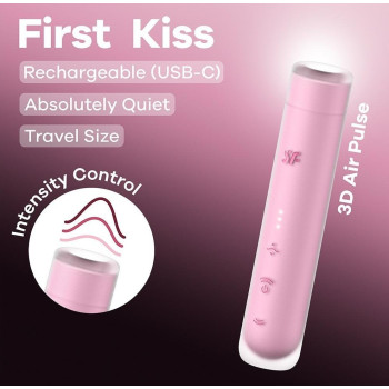 Вакуумный стимулятор Satisfyer First Kiss для клитора, розовый, 12.5 х 2.5 см