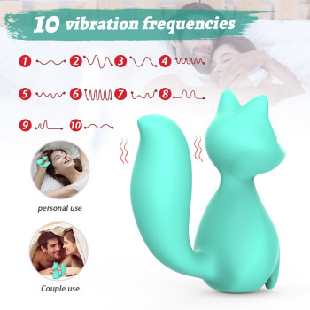 Міні-вібратор кліторальний Every Night Toys Doris у формі лисиці бірюзовий, 10 режимів вібрації