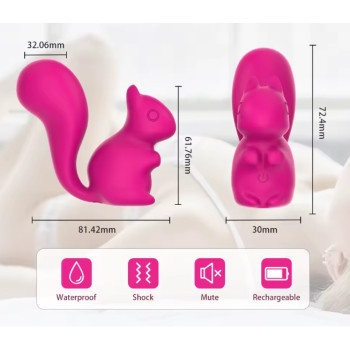 Міні-вібратор кліторальний Every Night Toys Debbie у формі білочки червоний, 10 режимів вібрації