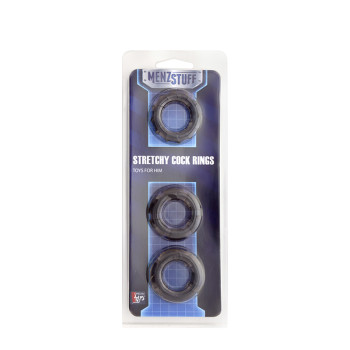 Набор колец MENZSTUFF STRETCHY COCK RINGS, SMOKE