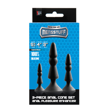 Набор анальных плагов MENZSTUFF 3-PIECE ANAL CONE SET BLACK