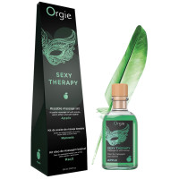 Набор Orgie Sexy Therapy: съедобное массажное масло "ЯБЛОКО" + перо