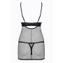 Cорочка сетка Obsessive Redella трусики в комплекте, черный, S/M