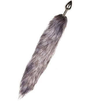 Анальная пробка с серым хвостиком EasyToys Fox Tail Plug ,S