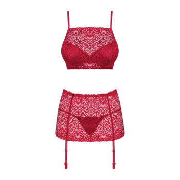 Комплект Obsessive Lividia 3 шт set red S/M