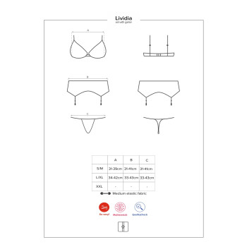 Комплект Obsessive Lividia 3 шт set red S/M