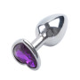 Анальна пробка Silver Metal Heart Dark Violet, S