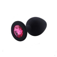 Анальная пробка Black Silicone Dark Pink, S