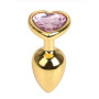 Анальная пробка Gold Metal Heart Light Pink, M
