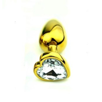 Анальна пробка Gold Metal Heart Diamond, M