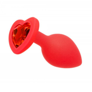 Анальна пробка Red Silicone Heart Red, M