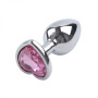 Анальна пробка Silver Metal Heart Light Pink, S