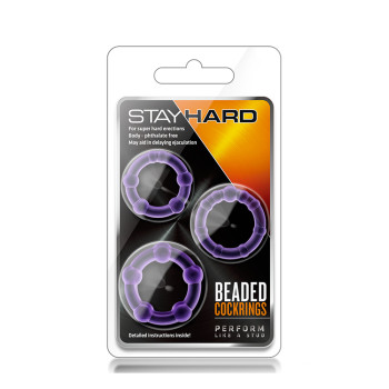 Набор эрекционных колец STAY HARD BEADED PURPLE