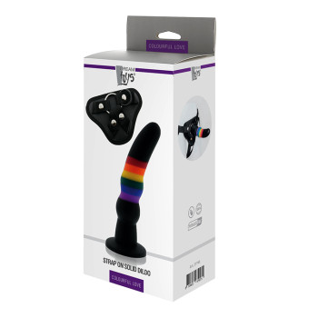 Страпон жіночий райдужний COLOURFUL LOVE STRAP ON SOLID DILDO