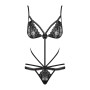 Боди кружевное со стрепами Obsessive Wonderia черный, S/M