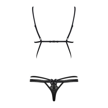 Боди кружевное со стрепами Obsessive Wonderia черный, S/M