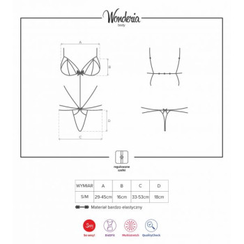 Боди кружевное со стрепами Obsessive Wonderia черный, S/M