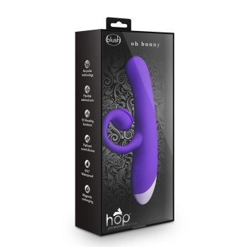 T331543 Подвійний вібратор з технологією пульсації повітря Blush HOP - OH BUNNY - MIDNIGHT