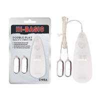 Виброяйца с пультом Cisa Hi-Basic Double Play Bullets, серебристые