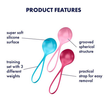 Набор одинарных вагинальных шариков Satisfyer Strengthening Balls разноцветные