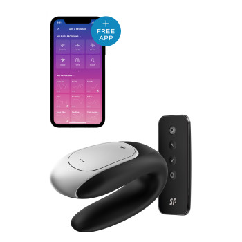 Вібратор для пар із фірмовим пультом керування Satisfyer DOUBLE FUN BLACK
