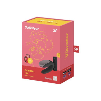 Вібратор для пар із фірмовим пультом керування Satisfyer DOUBLE FUN BLACK